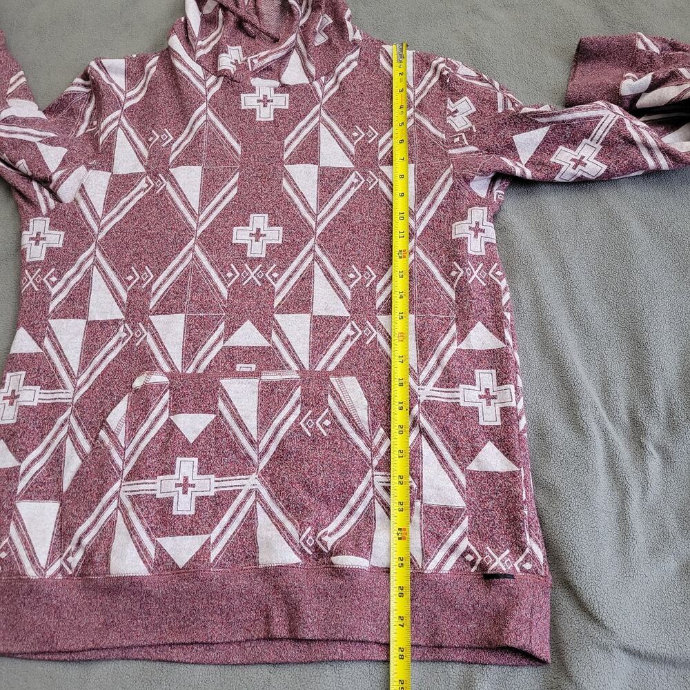 ON THE BYAS Hoodie Mens XL Red Aztec Pattern Skater Punk Beach Chill Cotton - Picture 2 of 16